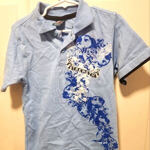 Blue Kids Polo Shirt with Graphic Design